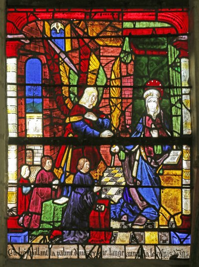 Window depicting the Annunciation and donors by French School